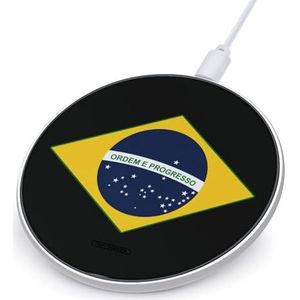 Brazilië Vlag Leuke Oplader Pad 10W Ronde Snelle Opladen Stand met Usb-kabel