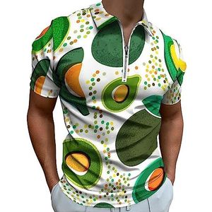 Groene avocado vegetarische poloshirt voor mannen casual rits kraag T-shirts Golf Tops Slim Fit