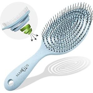 marQus Bio-haarborstel zonder trekken met unieke dubbele spiraalveer en extra borstelharen voor optimale drukverdeling en verzorging. Ontwarrende borstel voor elk haartype