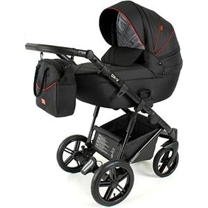 SaintBaby Kinderwagen Buggy Set Babyzitje Isofix Optioneel 12 kleuren OXV Black Red OX-12 2in1 zonder babyzitje