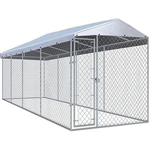 Materiaal dak: 100% PE Hondenkennel voor buiten met dak 760x190x225 mDierbenodigdheden Huisdierbenodigdheden Hondenbenodigdheden Hondenkennels -rennen