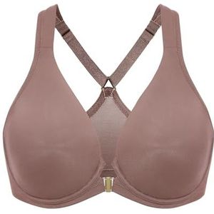 DELIMIRA Women's Front Closure Racerback Naadloze Beugel Ongevoerde Plunge Full Coverage Bra Bruin Paars 75B