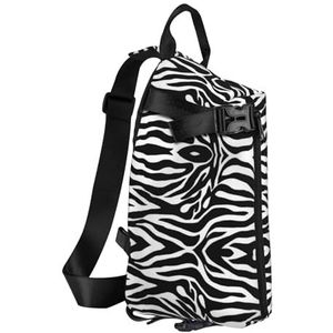 Haocloud Amerikaanse en Braziliaanse vlaggen afdrukken reizen crossbody rugzak tas,Lichtgewicht Sling Bag voor Reizen Unisex, Zebra Print, Eén maat