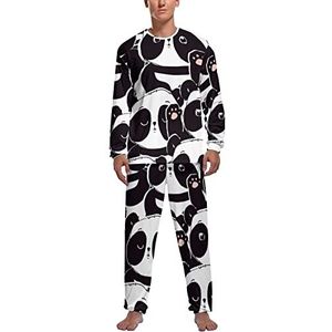 Schattige Baby Panda Zachte Heren Pyjama Set Comfortabele Lange Mouw Loungewear Top En Broek Geschenken S