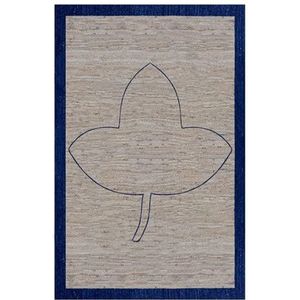 Casavani Kelim tapijt, 9 x 15 cm, handgemaakt boho-tapijt, platgeweven tapijt, handgevlochten jute handgeweven tapijt, voor binnen en buiten, beige blauwe jute tapijten voor grote oppervlakte,
