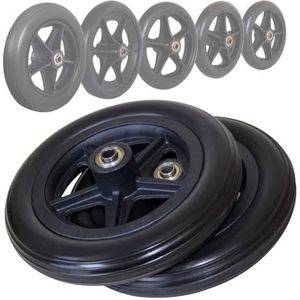 met rubberen rolstoelwielen, Pakket van 2 rolstoel- en rollatorwielen met schroeven, vervanging 6-8 inch(17cm/7in)