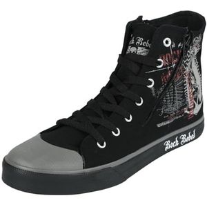 Rock Rebel by EMP Unisex Zwarte high-top sportschoenen met prints en ritssluiting aan de zijkant EU37
