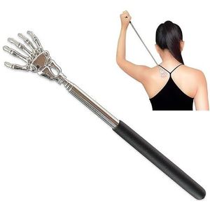 TRIXES Zwarte rugkrabber - uitschuifbare telescopische handgreep - roestvrijstalen skelethand