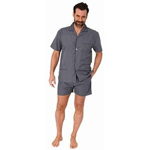 Normann Herenpyjama met korte mouwen, geweven met knopen in elegante look, grijs, 52