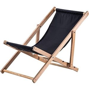 KADAX Ligstoel, strandstoel van hout, zonnebed tot 120 kg, ligstoel van beukenhout, houten klapstoelen, strandstoel, klapstoel voor strand, houten ligstoel (zwart)