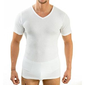 HERMKO 4880 Heren shirt met korte mouwen en V-hals, business onderhemd van 100% biologisch katoen, Größe Herren:10 (XXXXL), Farbe:weiß