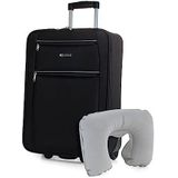 ITACA - Stijve Cabine Suitcase 20 Klein Reis Koffer met Wielen - EVA Hand Koffer 55x40x20 met Telescoopsteel - Lichtgewicht Cabin Max Hanbagage Luggage met TSA-cijferslot, Zwart