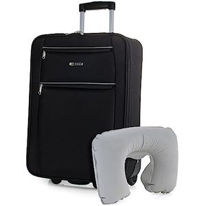 ITACA - Stijve Cabine Suitcase 20 Klein Reis Koffer met Wielen - EVA Hand Koffer 55x40x20 met Telescoopsteel - Lichtgewicht Cabin Max Hanbagage Luggage met TSA-cijferslot T71950B, Zwart