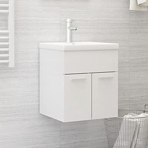 Rantry Wastafelonderkast wit glanzend 41 x 38,5 x 46 cm van spaanplaat, dressoir kast voor de vloer voor badkamer plank kast voor slaapkamer kantoor