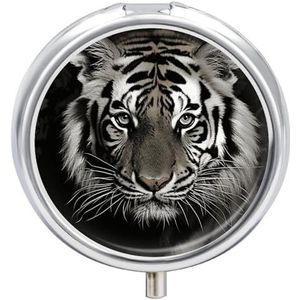 Zwart en Wit Tijger Pil Doos Pil Case Pil Organizer Geneeskunde Pil Organizer Wekelijkse Pil Organizer Pil Houder Kleine Pil Case Pil Containers Pil Houder voor Portemonnee