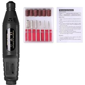 Professionele materiaal nagelboormachine elektrische nagelschuurmachine frees for manicure set gel polish remover gereedschap(Black)