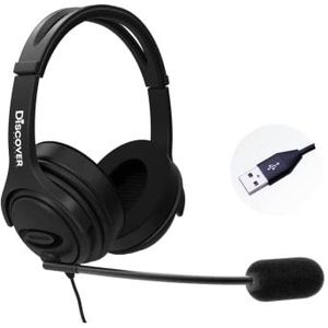 Discover D722U Noise Cancelling USB Wired Headset voor Computer Softphone Toepassingen zoals Ringcentral, Nextiva, 8x8, Jive, Vonage, Cisco, Avaya, Skype en meer