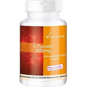 L-Tyrosine 500mg - 60 capsules - vitamine trend - proteinogeen aminozuur - hoog gedoseerd - biobeschikbaar supplement uit Duitsland | Vitamintrend®