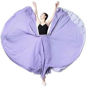 Flamencorok for vrouwen 180/360/540/720 graden volle cirkel swingrok Spaanse danskostuum Volwassen vloeiende geplooide gelaagde rok for optredens Halloweenfeest Rode krijt thema-outfit(Purple_360)