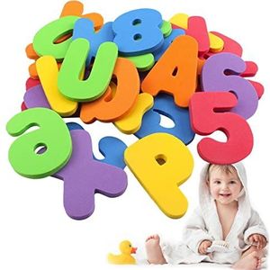 Badbrieven | 36 stuks badkuipspeelgoed met 36 letters en cijfers | Drijvend babybadspeelgoed, educatief badspeelgoed voor peuters 1-3 tijd in bad Aibyks