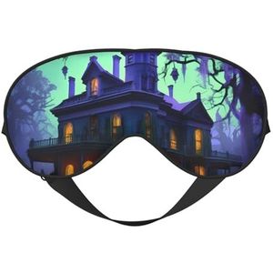 Zwarte Spookhuis Print Comfortabele Slaap Oogmasker Mannen Vrouwen Lichtgewicht Reizen Nap Meditatie Yoga Werk