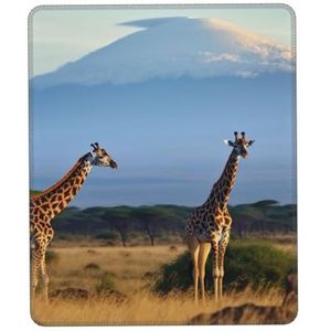 Giraffe Kilimanjaro Mount Afrika Print Muismat Gaming Muismat met Antislip Rubberen Basis Vierkante Muismat Waterdichte Laptop Muismat Wasbare Computer Muismat voor Thuiskantoor Werk 7,9 x 9,5 inch