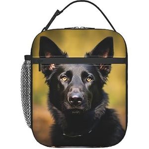 RLDOBOFE Zwarte Duitse Herder Hond Print Lunch Tas Geïsoleerde Waterdichte Tote Bag Cooler Lunch Box Voor Werk Kantoor Picknick Wandelen