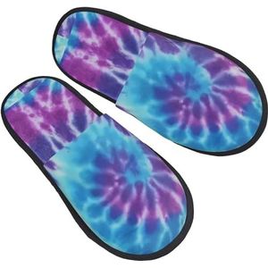 942 Dames Heren Huispantoffels Aquarel Teal Blue Tie Dye Slippers Warm Heren Warme Slip On Slippers Casual Man House Schoenen, Voor Mannen, Geschenken, Vrouwen, Harige pantoffels 2432, 3.5/6 UK