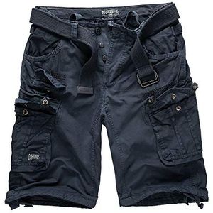 Geographical Norway Cargo Shorts Korte broek Bermuda met riem Short Hunter in bundel met UD Bandana, Donkerblauw, 4XL