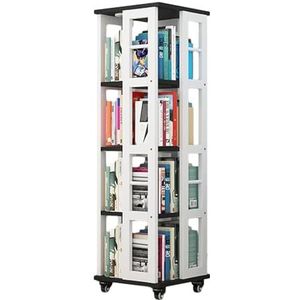 360° Draaibare Boekenplanktoren, Opbergrek For Eenheden Met Universele Wielen, Vloerstaand Cd-rek, Eenvoudige Montage For Slaapkamer, Woonkamer Thuis (Size : Black)