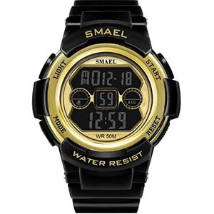 Digitale horloge voor Mannen Sporthorloge, Waterdichte Elektronische Militaire Army Horloges, LED-achterlicht/alarm/datum/schokbestendig, Stijlvol klassiek Horloge,Black gold