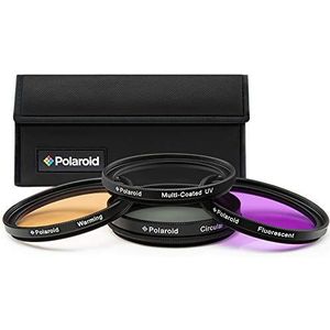 Polaroid 55mm HD meervoudige coating/multicoated glas 4-delige filterset - inclusief UV, circulaire POL, FDL, warmfilter - en filterzak