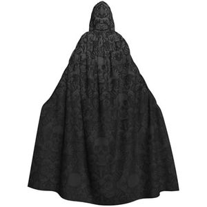 WURTON Gothic Behang Schedel Print Hooded Mantel Unisex Volwassen Mantel Halloween Kerst Hooded Cape Voor Vrouwen Mannen