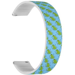 RYANUKA Solo Loop band compatibel met Ticwatch Pro 3 Ultra GPS/Pro 3 GPS/Pro 4G LTE / E2 / S2 (Frog Butterflies) quick-release 22 mm rekbare siliconen band band accessoire, Siliconen, Geen edelsteen