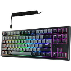 TECWARE Phantom+ Elite 87 Key RGB Mechanisch Gaming-toetsenbord, led-achtergrondverlichting, universeel hot-swap, bedraad en draadloos, 3 modi connectiviteit, Thocky Sounding, Black Elite Wraith Brown