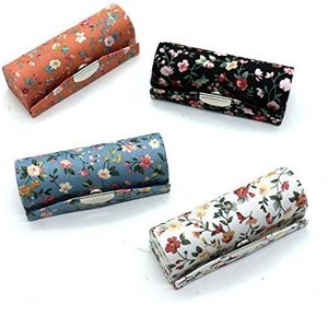 SenseYo HUELE 4 stuks dames bloemen lippenstift hoesje houder met spiegel organizer tas voor portemonnee cosmetische opslag kit make-up reiskoffers