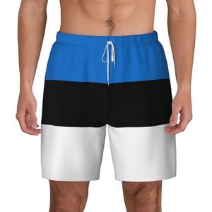 EdWal - Vlag van Estland - Dubbellaags Strandshort - Wit - Sneldrogend