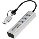 Logilink 076790 Hub USB 3.2 3 Ports USB-A, 2 SD/microSD Aluminium Zilver