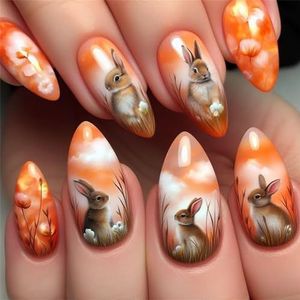 Kunstnagels - Glanzende Amandel Nep Nagels - Volledige Covers - Vrouwen