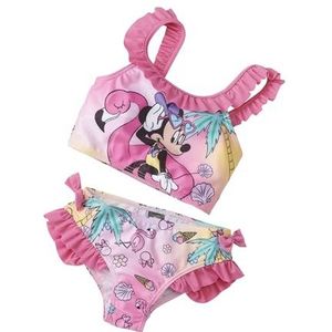 Disney Minnie Mouse bikini met ruches voor meisjes, tweedelig zwempak, roze, roze, 122/128 cm