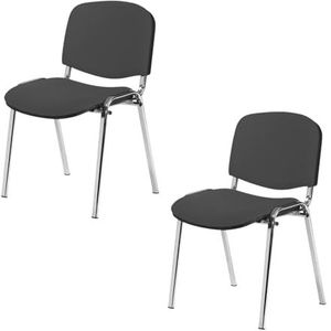 Büro & More 2-delige set bezoekersstoel, chroom, ISO, comfortabele conferentiestoel, stapelbaar, met gevoerde zitting en rugleuning, antraciet