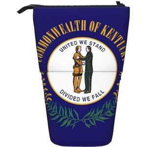 Evengigy Kentucky staat vlag print schattig etui met ritssluiting verstelbare standaard potlood houder grappige make-up tas, Zwart, Eén maat, Tas Organizer