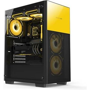 Mid-Tower ATX/Micro-ATX/mini-ITX Computerbehuizing, Gehard Glazen Paneel Met Raster Voorpaneel, Verticale GPU-beugel Ondersteunt Waterkoeling(Orange)