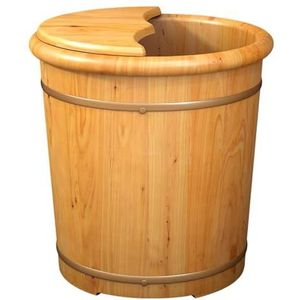 TT-YEC Multifunctionele Spa Voetbad Vat, Houten Massagebad Bad, Voetbad Met Deksel, Met Massager, 360 ° Roterend Rek, Afvoerklep, Thuisvoetbadcentrum