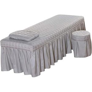 Massagetafel laken set, massage tafel rok kussensloop kruk cover set, schoonheid spreien, schoonheid bed beddengoed (grijs-S)