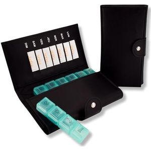 MEDIPILL - Pillendoos voor week | Wekelijkse organisatie van medicijnen | 28 vakken | 7 dagen, 4 momenten per dag | inclusief magneettas | groen | Frans (één stuk)