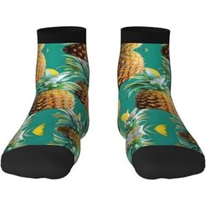 Tropische ananas Hawaiiaanse print veelzijdige sportsokken voor casual en sportkleding, geweldige pasvorm voor voetmaten 36-45, Tropische Ananas Hawaïaans, Eén Maat