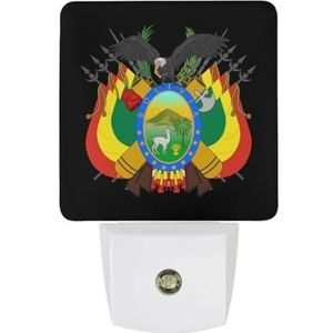 Coat Arms of Bolivia Warm Wit Nachtlampje Plug In Muur Schemering naar Dawn Sensor Lichten Binnenshuis Trappen Hal