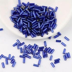 2 * 2mm 2 * 4.0mm 2 * 6mm Zilveren gevulde buiskralen Handgestikte kraal Rijstkralen Diy handgemaakte armbandaccessoires H-buis.-saffierblauw7-2x2mm 1400 stuks