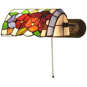 Klassieke Binnenwandlamp, Tiffany -Stijl Retro Wandlamp Lamp Leesside Slaapkamer Met 8,7 Inch Getinte Glazen Lampenkap Voor Woonkamer Loft